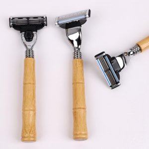Wood Handle Disposable Triple Blade Stainless Steel